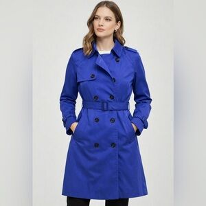 Calvin Klein Blue Trench Coat Double Breasted – Missing Belt – Women’s